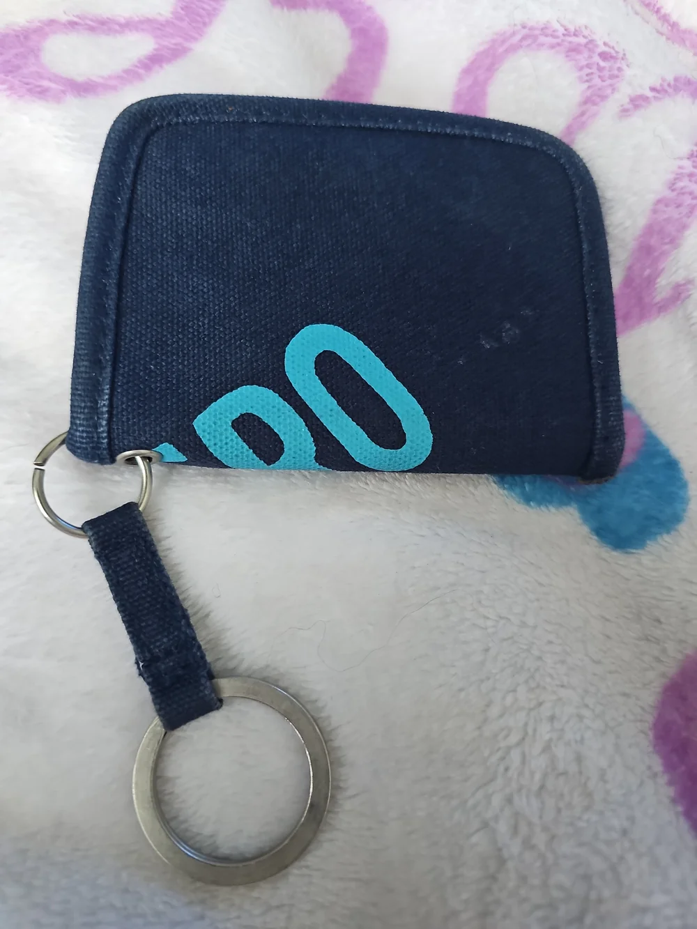 Aeropostale AERO Canvas Keychain Wallet ID Card Holder Navy Blue